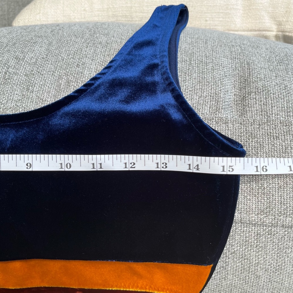 Forever 21 Velour Velvet Color-block Striped Bodysuit Sz M - Picture 4 of 7